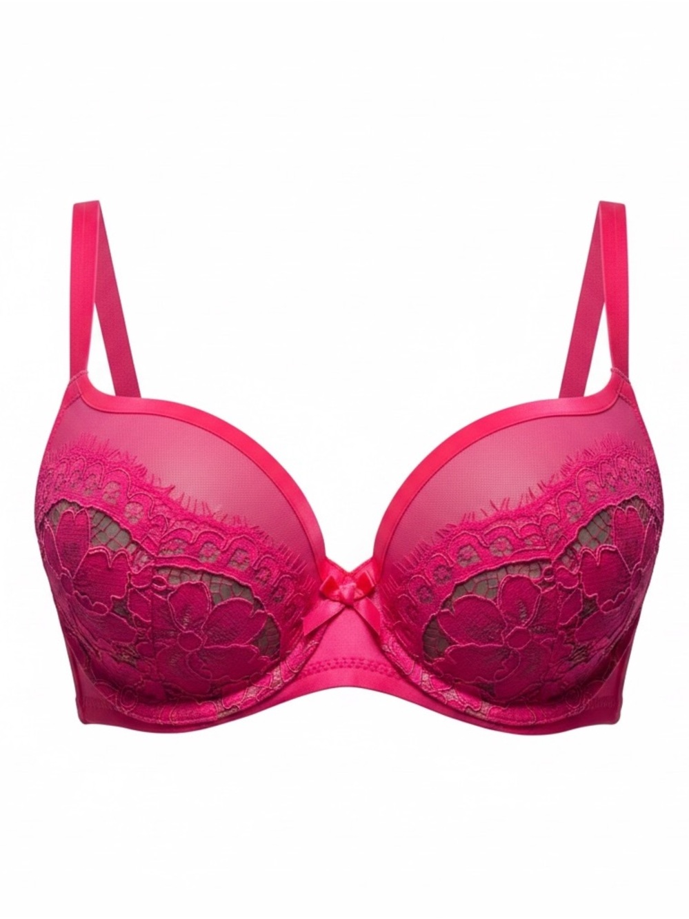 VS Vintage 2016 Hot Pink Lace Push Up Bra 32DDD Bombshell Inspired Floral